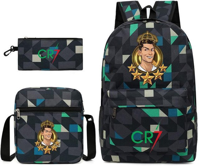 3-teiliges Schulrucksack-Set für Schüler aus Oxford-Stoff mit Schultasche, Schultergurt und Federmäppchen in Multicolour - Bild 1