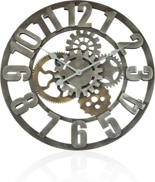 Technoline Quarzwanduhr WT 1613 in Silber, runde Analog-Wanduhr aus Metall im Industrial-Design - Bild 1