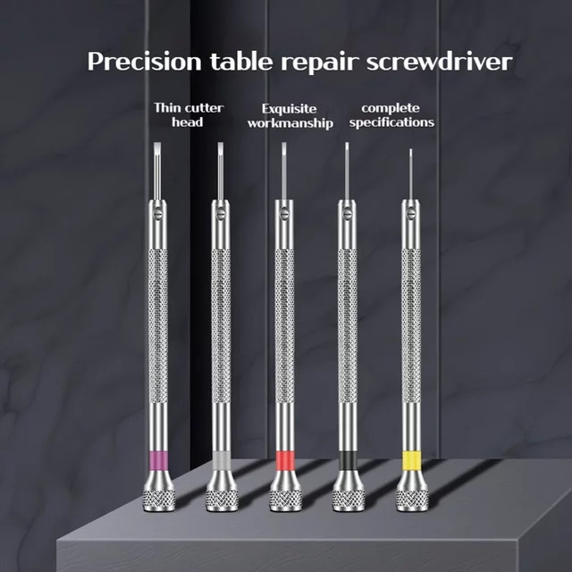 Präzisions-Schraubendreher Set für Uhrenreparaturen in Silber, Mini-Schlitzschraubendreher für Präzisionsinstrumente, 0,8–1,6 mm - Bild 1