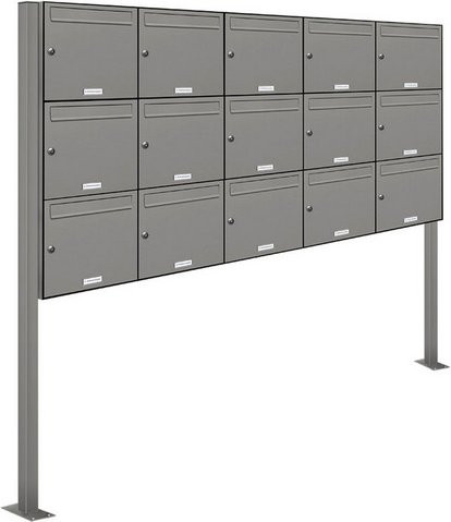 AL Briefkastensystem für 15 Parteien, grau, B/H/T: 199,5 x 170 x 11,6 cm - Bild 1
