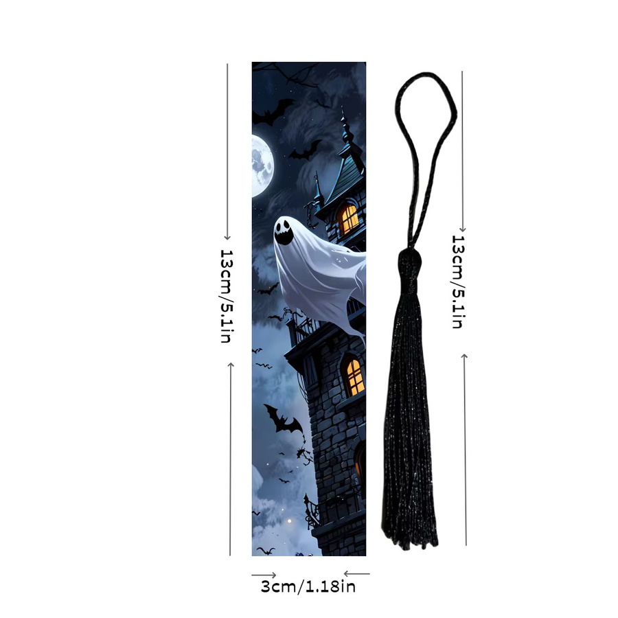 10er Set Acryl Lesezeichen mit Halloween Geist Muster in Schwarz und Multicolour - Bild 1