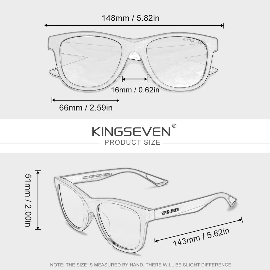 KINGSEVEN N797 Sonnenbrille, Quadrat, Vollrand, Kunststoff, Schwarz, Unisex - Bild 4