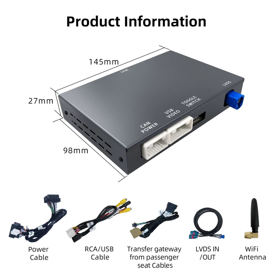 Ezonetronics OEM Bildschirm-Upgrade Decoderbox für Audi A6 und Q7 (2009–2015) mit CarPlay und Android Auto, Farbe: Schwarz - Bild 5