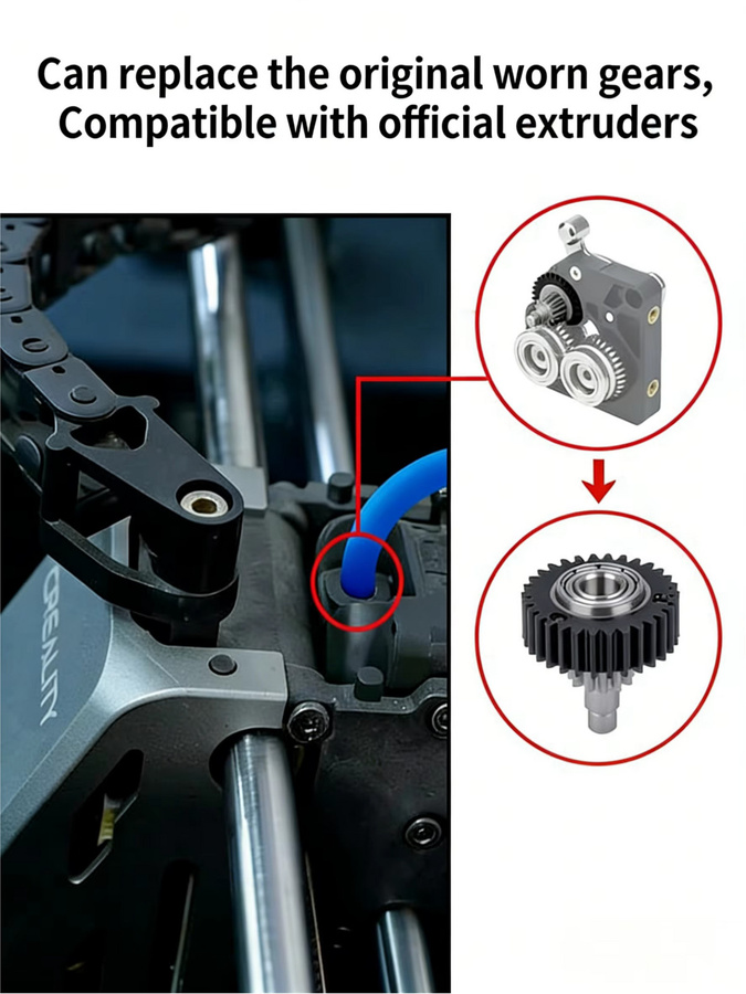 Creality Hochpräzises Extruder-Reduziergetriebe-Kit für K1C und K1 MAX FDM 3D-Drucker in Schwarz - Bild 5