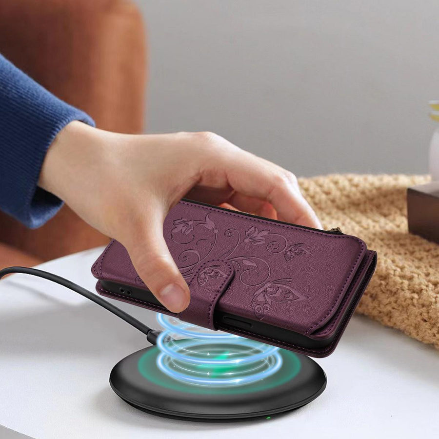 Leder Geldbörse und Handyhülle mit Reißverschluss für Xiaomi Poco X8 Pro Max X7 X6 Neo X4 GT X3 NFC in Lila - Bild 2