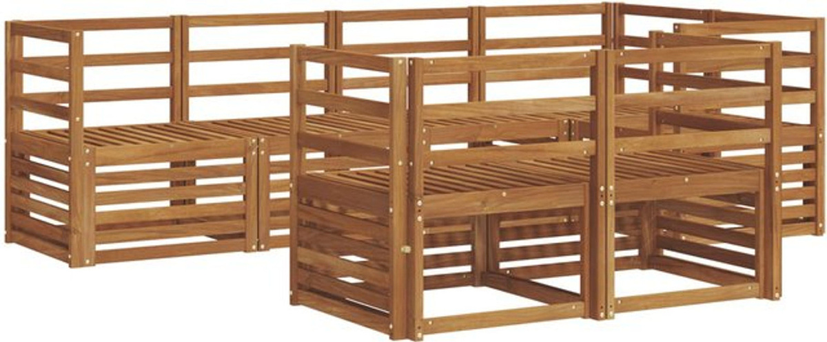 Modernes Ecksofa Set 7-teilig von vidaXL aus Akazien-Massivholz in Natur und Weiß, wendbar - Bild 1