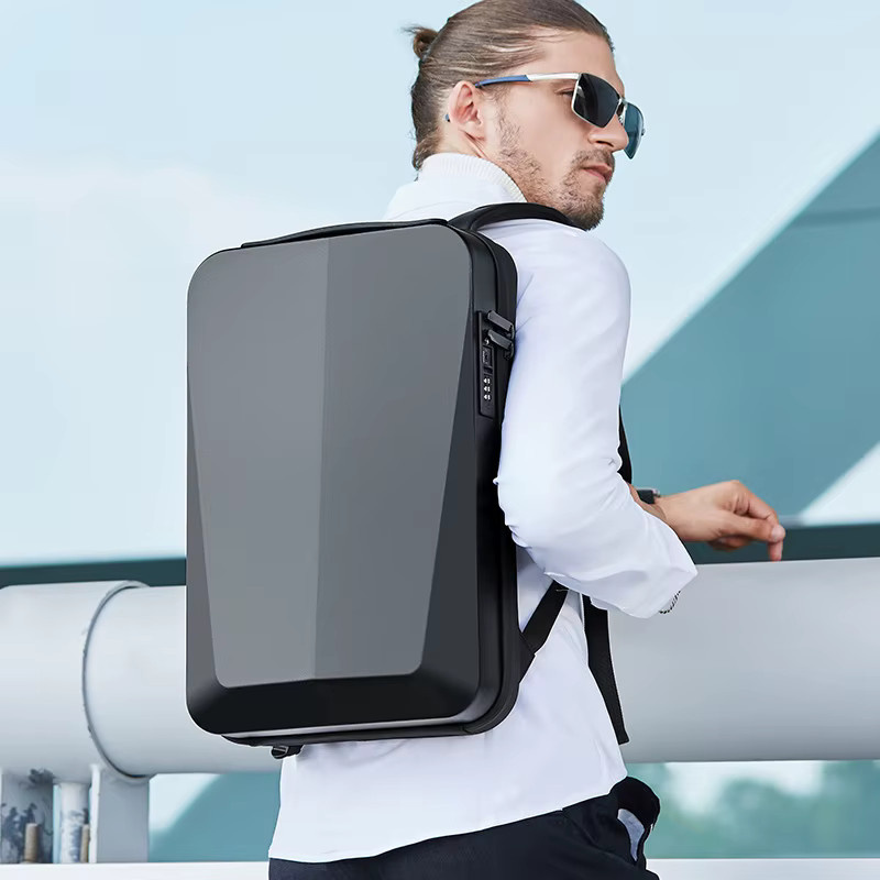 Bange Laptop-Rucksack für Herren, wasserdichter 15,6-Zoll-Computerrucksack mit USB-Anschluss und Anti-Diebstahl-Funktion, Schwarz/Silber - Bild 4