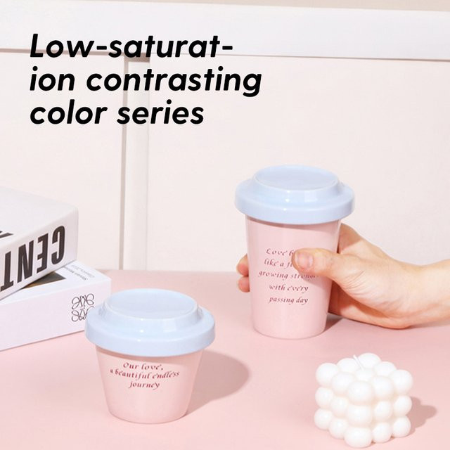 SOLECASA Kaffeetassen-Set aus Keramik in Rosa mit Deckel, verschiedene Fassungsvermögen von 230 ml - Bild 1