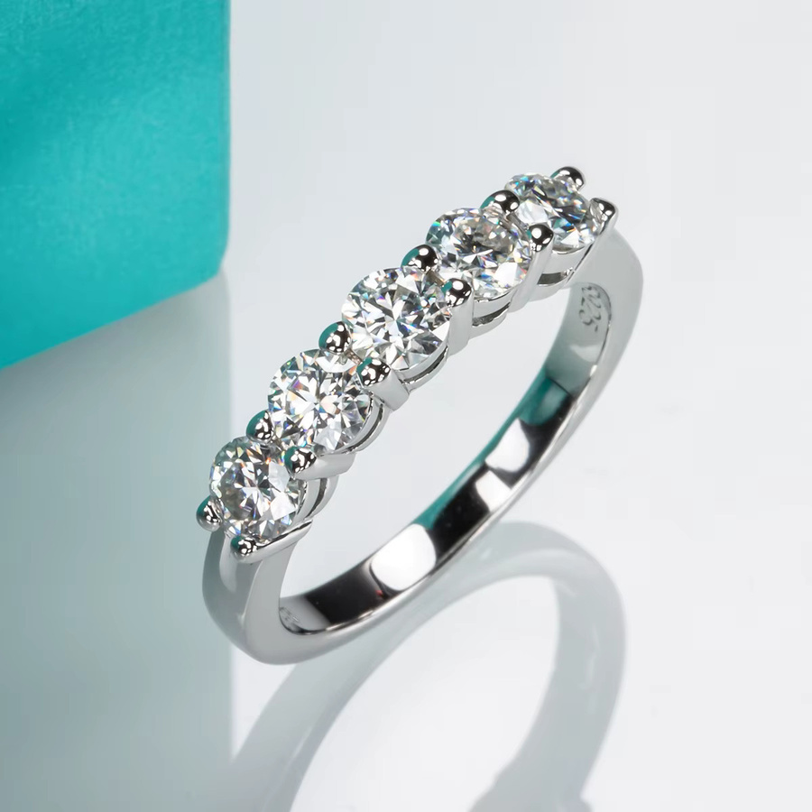 AnuJewel Ehering Silber, Moissanit, Brillant, Unisex - Bild 2