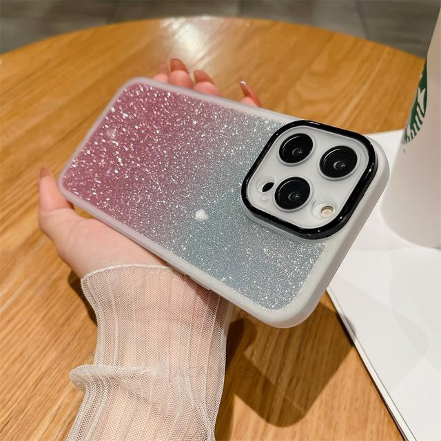 Luxus Glitzer Silikonhülle mit Objektiv Glas Schutz für Samsung Galaxy A-Serie in Weiß oder Rosa - Bild 1