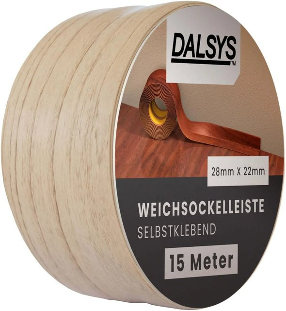 Dalsys Weichsockelleiste selbstklebend aus PVC in Buche Optik, 15 m Länge - Bild 1