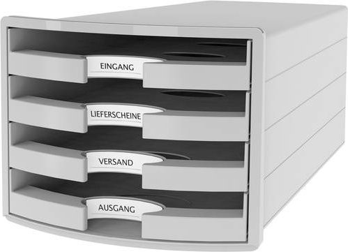 HAN Impuls 2.0 Schubladenbox Lichtgrau mit 4 Schubfächern für DIN A4 und DIN C4 - Bild 1