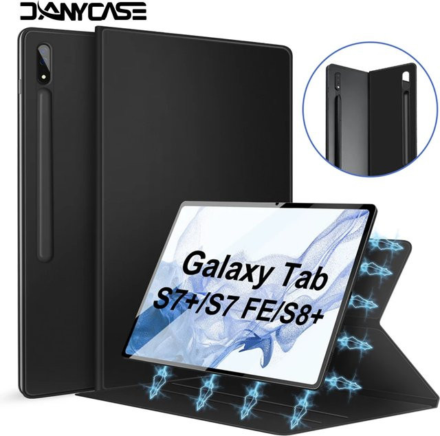 Magnetische Schutzhülle mit Stifthalter für Samsung Galaxy Tab S6 Lite, S7, S8, S9, S7 FE, S8/S9/S10 Ultra in Schwarz - Bild 1