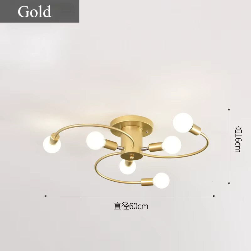 Ludengchaoshi Deckenleuchte im nordischen modernen Design, minimalistische Metall-Leuchte in Gold/Messing mit weißem Globus für Wohnzimmer, Schlafzimmer und Flur - Bild 2