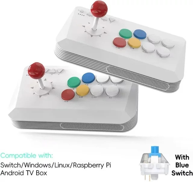 DATA FROG Wireless Fighting Game Arcade Joystick Controller für PC, Android und iOS in Weiß - Bild 1