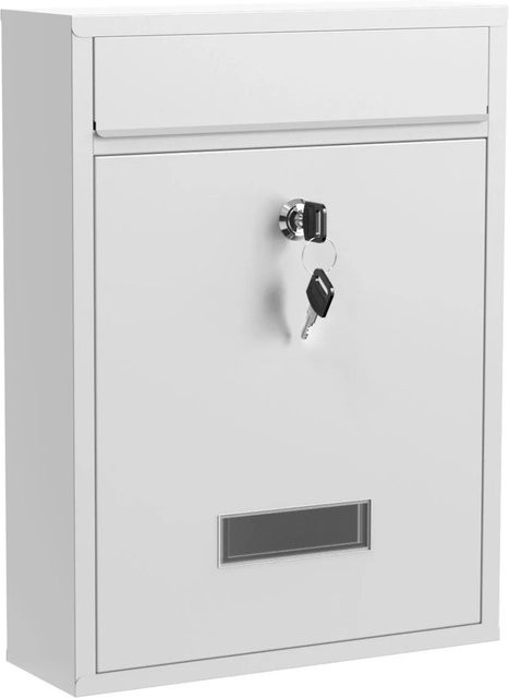 Wiltec Briefkasten V10 aus Edelstahl in Weiß, Wandmontage mit Namensschild und 2 Schlüsseln, B: 26,0 cm, H: 35,0 cm, T: 26,0 cm - Bild 1