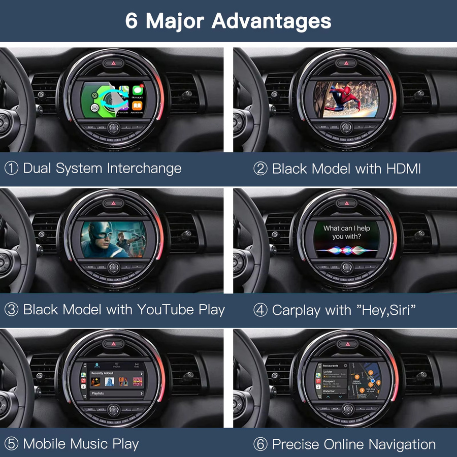 CARABC Drahtlose CarPlay und Android Auto Adapter Box mit AirPlay und Mirror Link für BMW Mini Cooper NBT CIC R55 R56 R57 R58 R59 R60 R61 in Schwarz - Bild 3