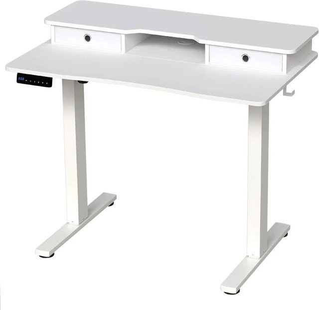 Costway Elektrisch Höhenverstellbarer Schreibtisch Weiß B: 100 cm, T: 60 cm - Bild 1