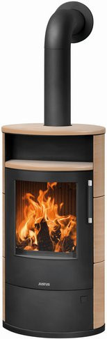 JUSTUS Kaminofen Island 7 2.0 in Schwarz und Hellbraun mit Keramik, 7 kW - Bild 1