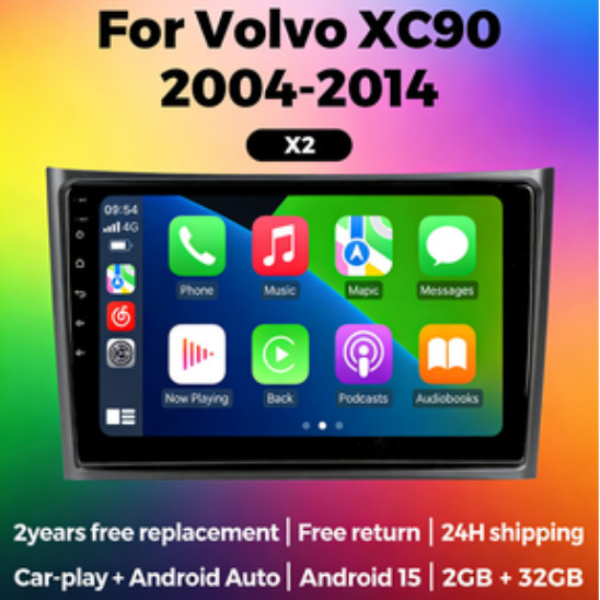 AUTOSHARK Wireless CarPlay und Android Auto Autoradio mit GPS für Volvo XC90 2004-2014, 2 Din Multimedia Player, Schwarz - Bild 1