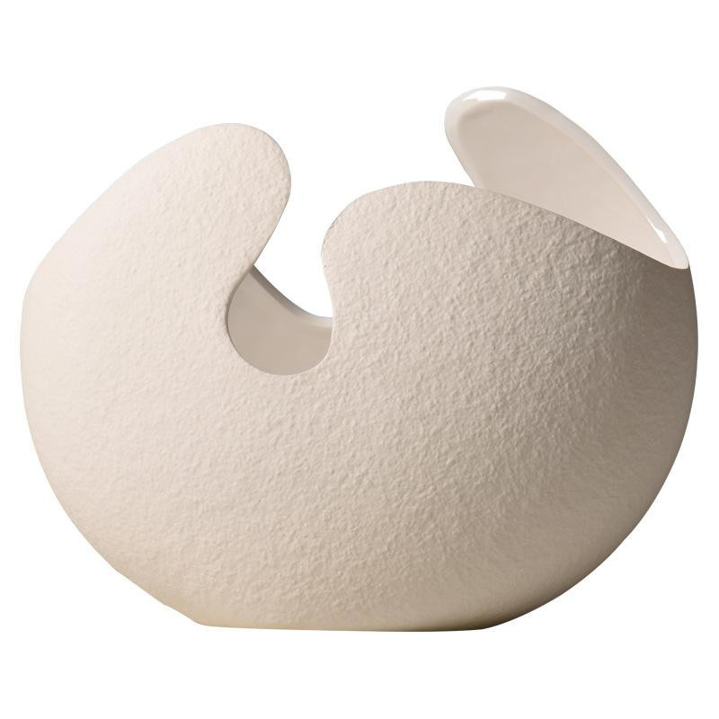 Moderne Keramikvase von Yiran Furniture in Weiß mit Ornamenten aus Porzellan, Höhe: 22 cm, Breite: 28 cm - Bild 2