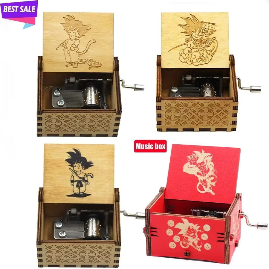 Bandai Anime Spieluhr aus Holz in Braun mit antikem Schnitzdesign - Bild 1