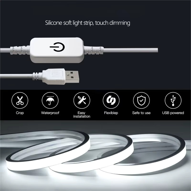Acosh Neon LED Lichtstreifen mit Touch Sensor, dimmbar, wasserdicht, 5V USB, flexibles Silikon Band für DIY Deko und Hintergrundbeleuchtung - Bild 2