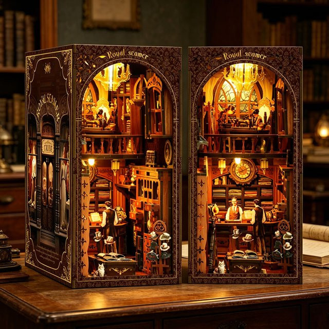 Zuuton Königliche Schneiderei Buch Nook, 3D Puzzle, Holz, mit LED Licht - Bild 1