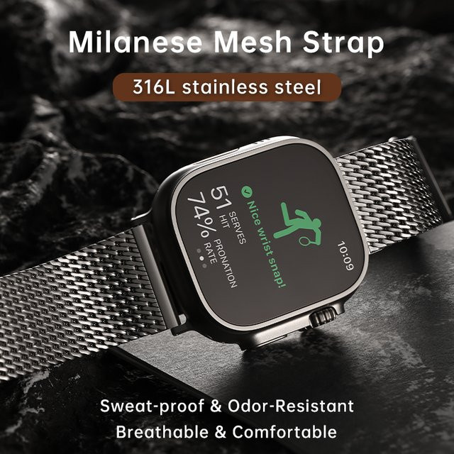 MAIKES Uhrenarmband Edelstahl, Milanaise, Silber, Unisex - Bild 1