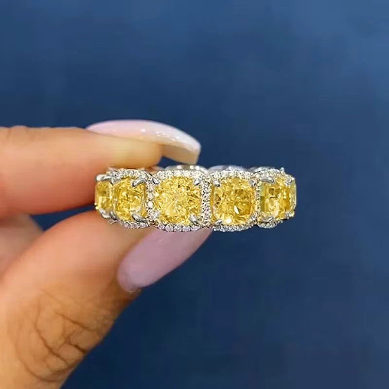 Huitan Ring, Silber, Gelbe Zirkonia, Damen - Bild 4