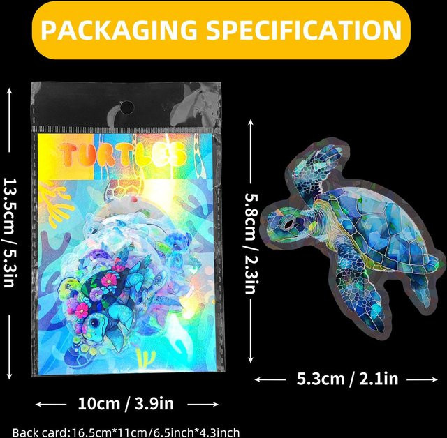 50 Transparente Laser Schildkröten Aufkleber Multicolour - Bild 1
