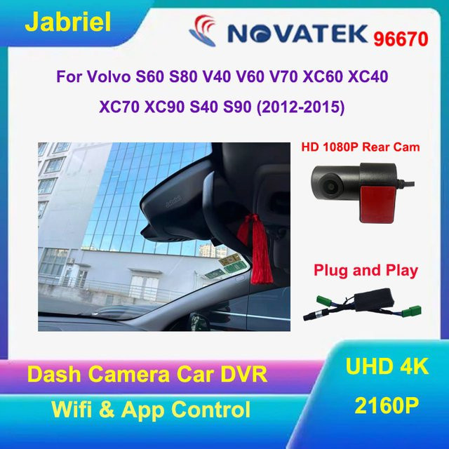 Jabriel UHD 4K Dash Cam Video Recorder mit Wifi für Volvo S40 S60 S80 S90 V40 V60 V70 XC40 XC60 XC70 XC90 in Schwarz - Bild 1