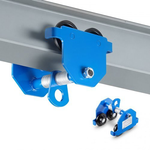 VEVOR Laufkatze aus Kohlenstoffstahl mit 499 kg Tragkraft, manuelles Rollfahrwerk für I-Träger, verstellbare Flanschbreite 53-140 mm, Farbe Blau - Bild 1