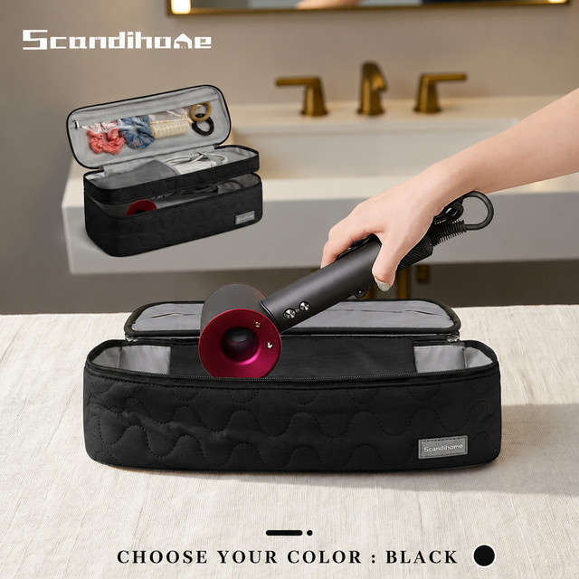 SCANDIHOME Haartrockner-Etui Reise-Organizer-Box aus Stoff in Grau, Doppelschichtige Aufbewahrungstasche für Lockenstab, Haarklammern und Bürsten, Breite: 40,0 cm, Tiefe: 15,0 cm - Bild 1