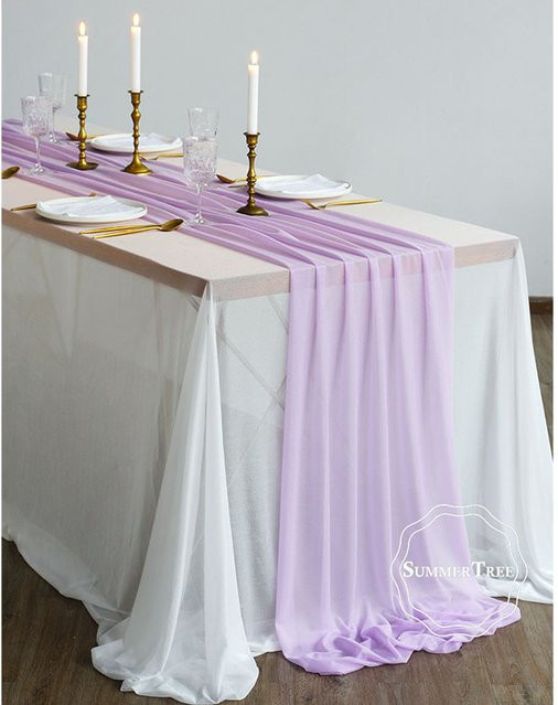 SUMMERTREE Tischläufer aus Chiffon in Lila für Hochzeiten und Partys, Rechteckig, Länge: 200 cm - Bild 1