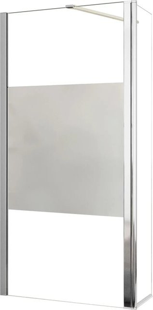 AICA Walk In Duschkabine Set mit Milchglasstreifen und Flipper Panel aus 8mm Nano-ESG Glas, B/H: 120 x 200 cm sowie 40 x 200 cm inklusive 140 cm Stabilisator - Bild 1