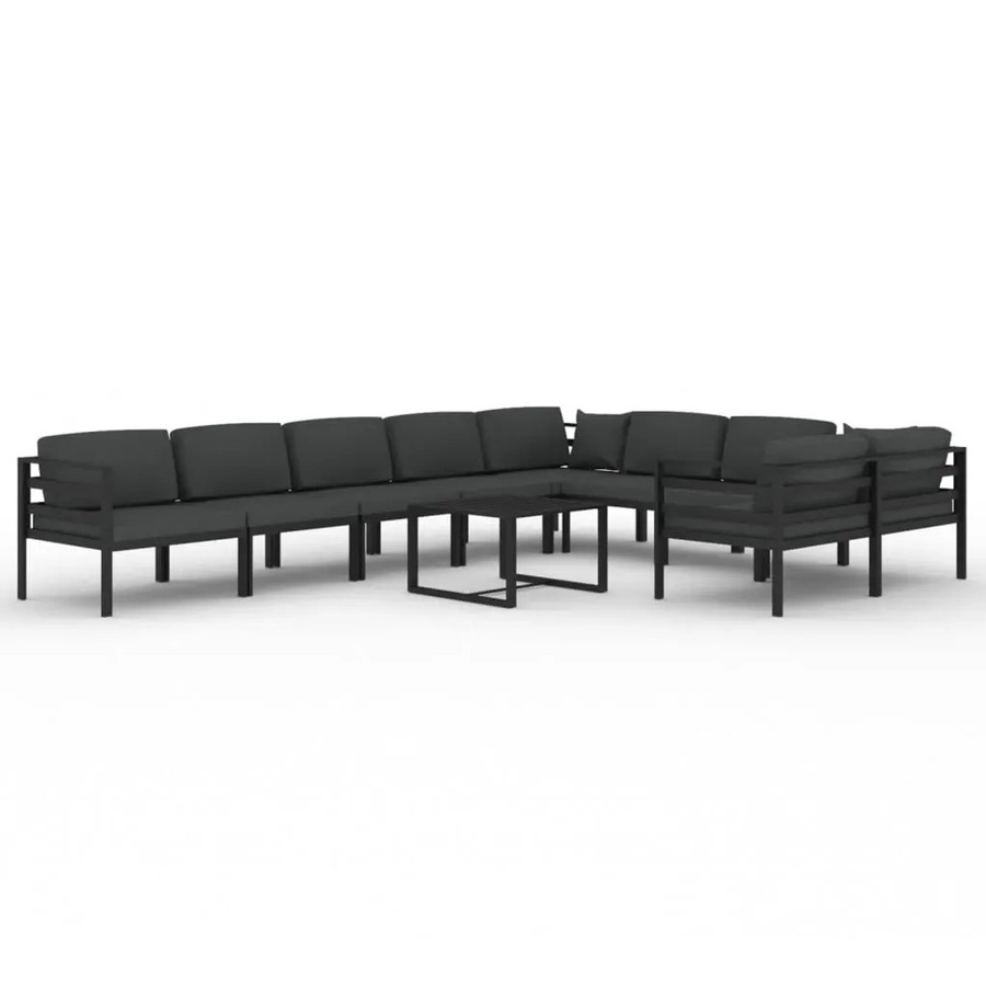 vidaXL 10-tlg. Garten-Lounge-Set aus Aluminium mit Kissen in Anthrazit - Bild 2