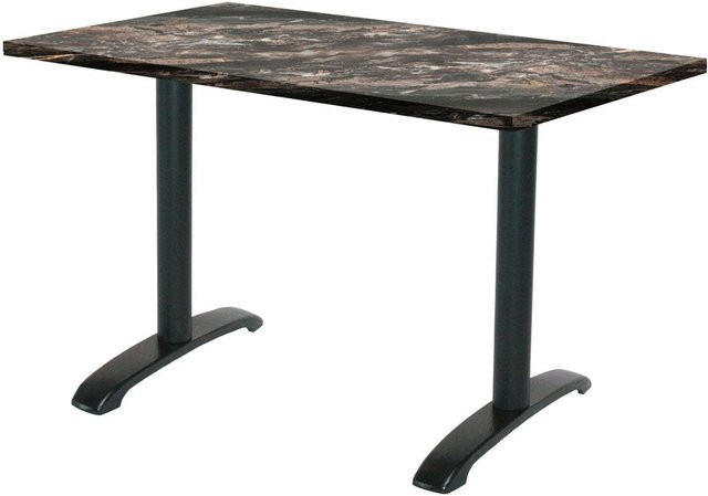 RestooTab Tisch Bazila rechteckig in Schwarz mit Stein- und Holzdekor, B: 80 cm, T: 160 cm, H: 74 cm - Bild 1