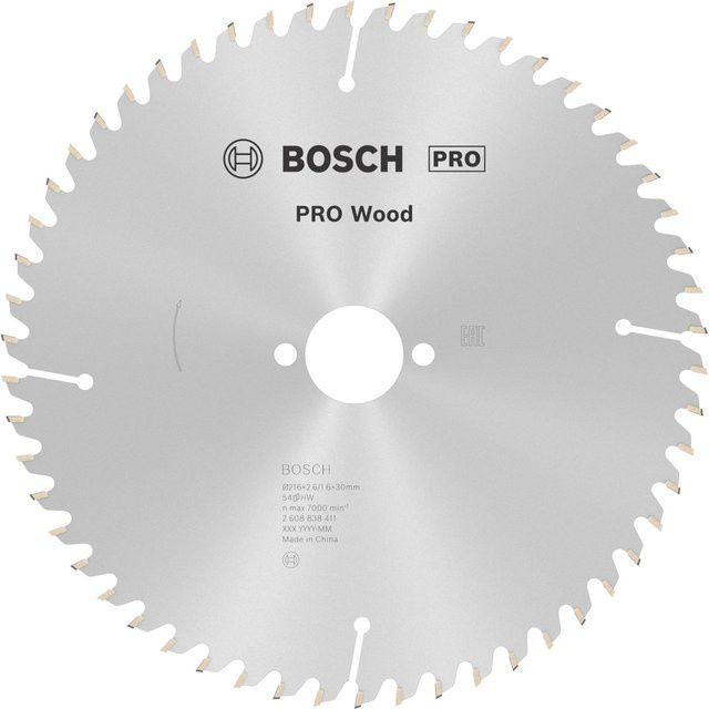 Bosch Optiline Wood Kreissägeblatt mit 54 Zähnen, Farbe: Silber, Durchmesser: 216 mm, Bohrung: 30 mm - Bild 2