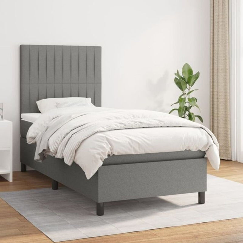 vidaxl Boxspringbett mit Matratze in Dunkelgrau aus Stoff, B/T/H: 80 x 200 x 118 cm - Bild 1