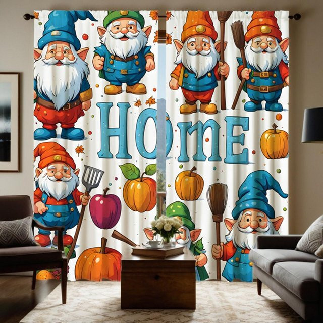 2er-Set Weihnachtsmann Vorhang mit Besen und blauem Bindeband, digital bedruckter Stoffvorhang für die Weihnachtsdekoration, Farbe: Blau/Mehrfarbig, B: 132 cm, H: 160 cm - Bild 1