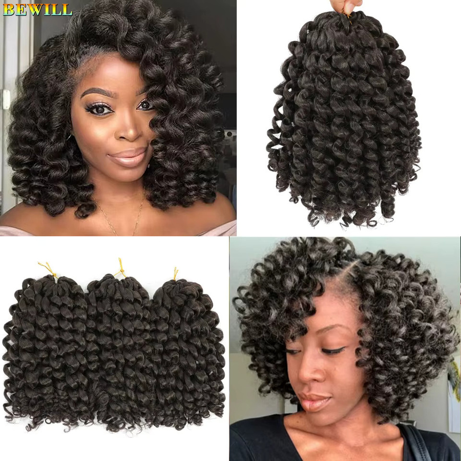 Bewill Ombre Jamaican Bounce Wand Curl Häkelhaar, 8 Zoll, synthetisch, Frauen Kinder - Bild 3