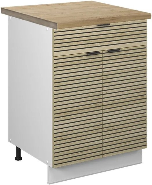 Vicco Küchenunterschrank Fame-Line Weiß Eiche mit Arbeitsplatte, Breite: 60 cm, Höhe: 82 cm, Tiefe: 32,53 cm - Bild 2