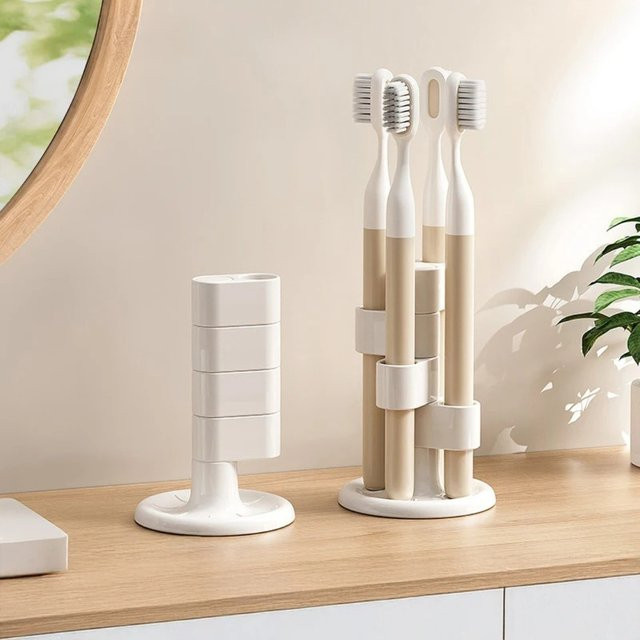 LGFU Rotierender Zahnbürstenhalter Organizer aus Kunststoff in Weiß - Bild 1