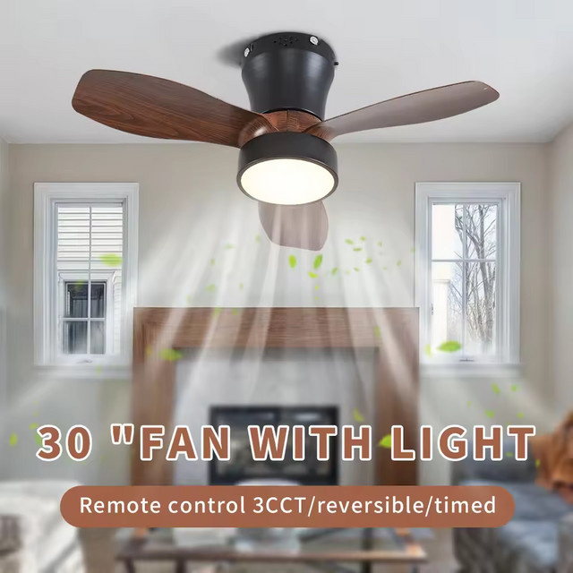 LINYILIGHT LED Deckenventilatorleuchte mit Fernbedienung in Weiß, modern und rund für Schlafzimmer, Esszimmer oder Küche - Bild 1