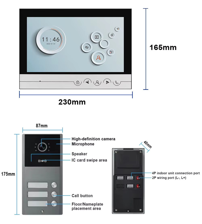 ACDML WLAN Video-Gegensprechanlage mit 9-Zoll-LCD-Display und RFID-Karten-Entriegelung - Bild 4