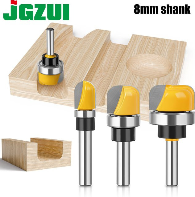 JGZUI Hartmetall Schüssel- und Tablett-Schablonen-Fräser-Set mit 6 mm und 8 mm Schaft, Gelb - Bild 1