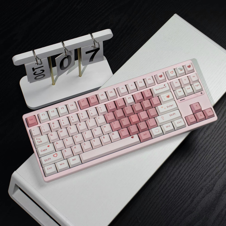 Venit Keys PBT Tastenkappen mit Liebesherz-Design in Pink, 129/23 Tasten, Cherry Profile für mechanische MX Switches - Bild 5