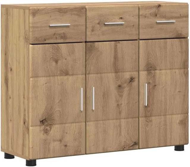 vidaXL Sideboard FLORIN mit Regal in Artisan-Eiche, Braun, B/T/H: 88,5 x 30,5 x 73 cm - Bild 1