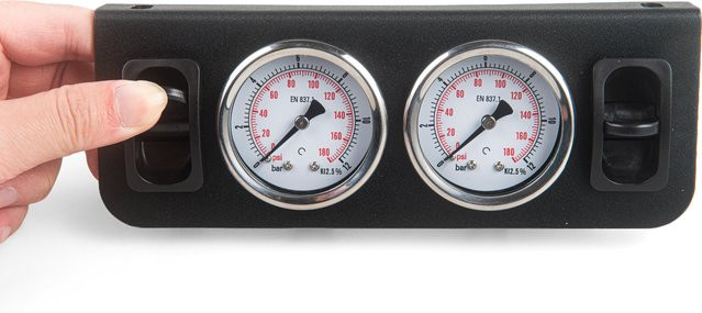 XMSJ Manuelle Doppelpaddelventil-Luftpumpe mit 0-180 PSI Manometer und Schaltfeld für LKW-Autositze, Schwarz - Bild 1